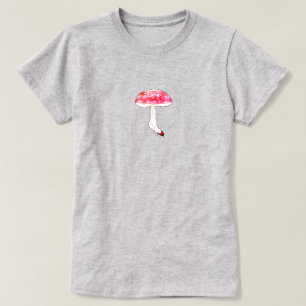 Camiseta Arte Fúngico Pastel Cute de Cogumelo Rosa Desenhad