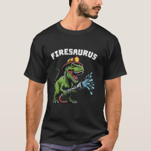 Camiseta Arte Funny Firesaurus Para Meninos Corpo De Bombei