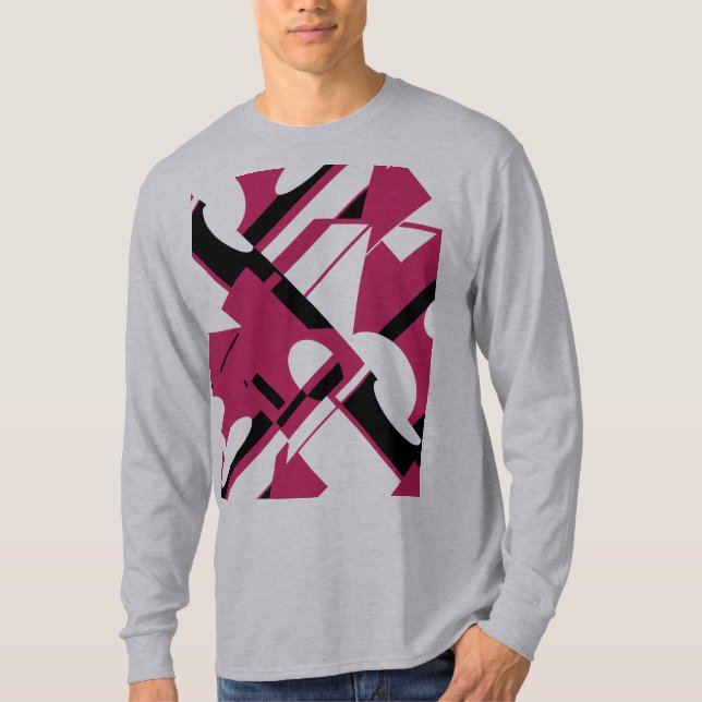 Camiseta Arte Geométrica de Arte Preta Burgundia, inspirada (Frente)