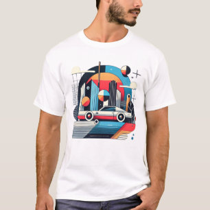 Camiseta Arte Geométrica Moderna Retro Gráfica de Carro Bra