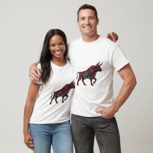Camiseta Arte Geométrica Touro Vermelho Preto Design