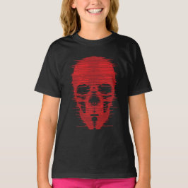 Camiseta Arte Glitch da Caveira Vermelha
