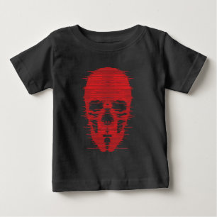 Camiseta Arte Glitch da Caveira Vermelha