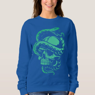 Camiseta Arte Gótica Caveira Neon e Serpente