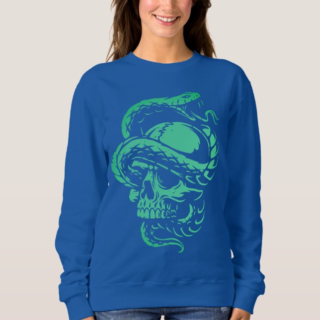 Camiseta Arte Gótica Caveira Neon e Serpente (Frente)