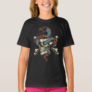 Camiseta Arte Gótica de Cobra e Caveira