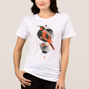Camiseta Arte Gráfica Abstrata Geométrica de Pássaro - Mode
