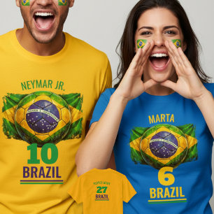 Camiseta Arte Gráfica da Bandeira Nacional do Futebol do Br