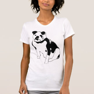 Camiseta Arte Gráfica de Bulldog Sentado Preto e Branco