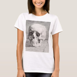 Camiseta Arte Gráfica de Caveira: Design de Tinta Minimalis