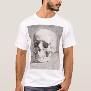 Camiseta Arte Gráfica de Caveira: Design de Tinta Minimalis