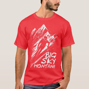 Camiseta Arte Gráfica de Esqui Big Sky Montana