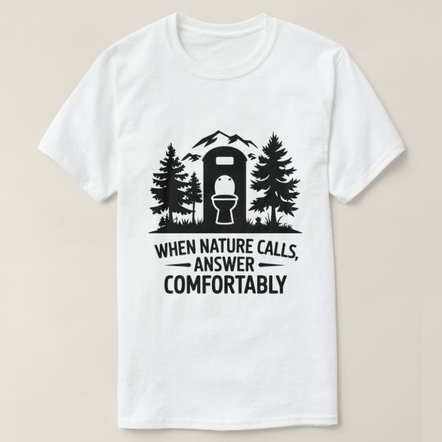 Camiseta Arte Gráfica Florestal de Montanha Humor com Banhe (Frente do Design)