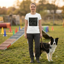 Arte Gráfica Minimalista de Border Collie em Linha