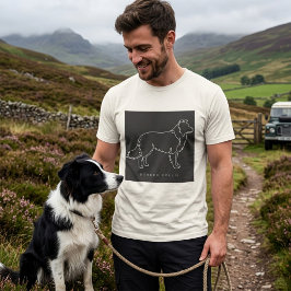 Camiseta Arte gráfica minimalista de Border Collie em linha