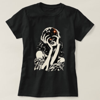Camiseta Arte Gráfica Moderna Mulher Abstrata Costas
