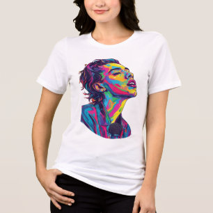Camiseta Arte Gráfica Vibrante de Cantor em Pop Art Neon -