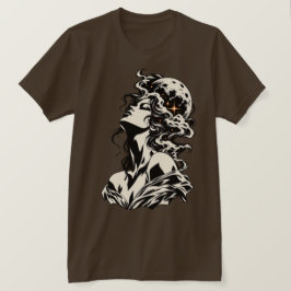 Camiseta Arte Gráfico Retro de Mulher Surrealista Lua e Nuv