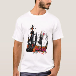 Camiseta arte grafite de senhoras de halloween 3D família l