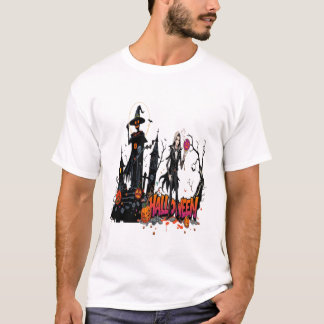 Camiseta arte grafite de senhoras de halloween 3D família l