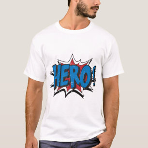 Camiseta Arte Heroína Gráfica Heroica Vermelha e Azul