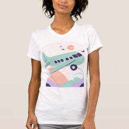 Camiseta Arte IA de avião verde