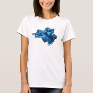 Camiseta Arte impressa abstrata de cubos azuis contemporâne