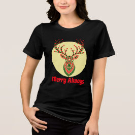 Camiseta Arte impressa de veado de Natal em negrito