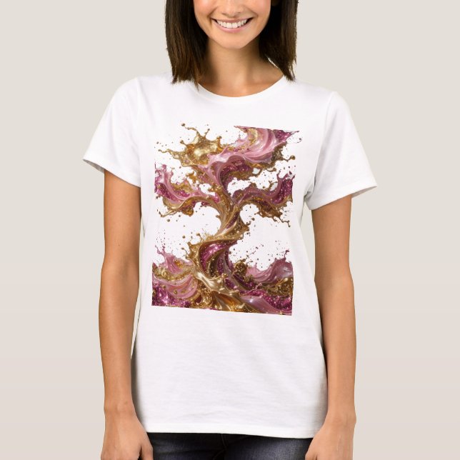 Camiseta Arte impressa em prata ABSTRATA v2 (Frente)