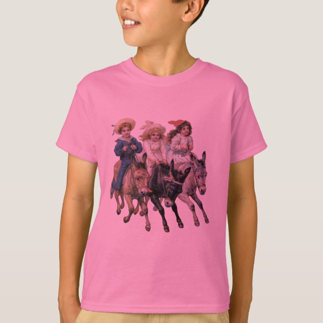 Camiseta Arte infantil de cavalo antigo pônei (Frente)