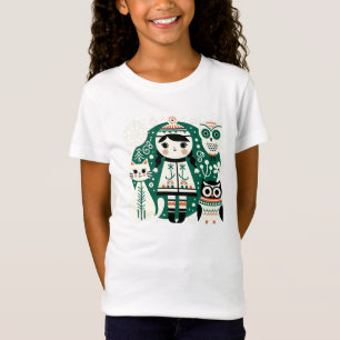 Camiseta Arte Infantil Escandinava, Verde, Folclore Escandi