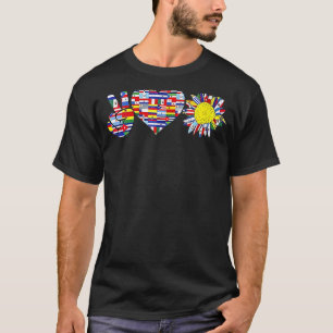 Camiseta Arte Inspirada Paz Amor Herança Hispânica Mês La