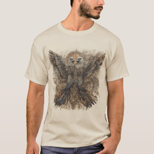 Camiseta Arte Intrincada com Dois Águias e Enfeites