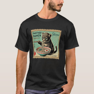 Camiseta Arte Japonês Antigo Selo Postal Macarrão Pantera