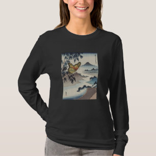 Camiseta Arte Japonês Borboleta Kyosai Antigo Japão Obra de