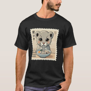Camiseta Arte Japonês Clássico Selo Postal Macarrão Pantera