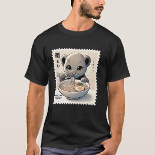 Camiseta Arte Japonês Clássico Selo Postal Macarrão Pantera