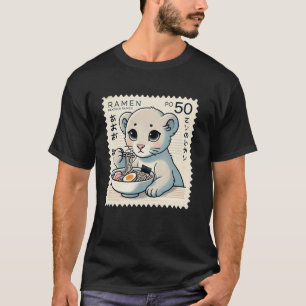Camiseta Arte Japonês Clássico Selo Postal Macarrão Pantera