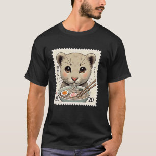 Camiseta Arte Japonês Clássico Selo Postal Macarrão Pantera