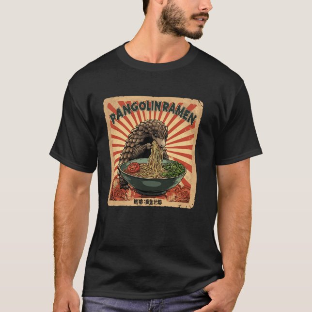 Camiseta Arte Japonês Clássico Selos Postais Macarrão Pango (Frente)