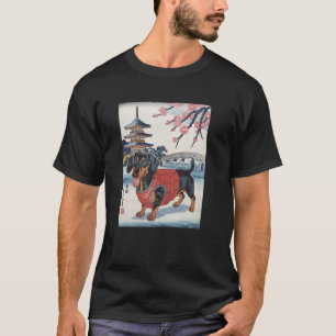 Camiseta Arte Japonês Dachshund Weenie Kyosai Vintage Japão
