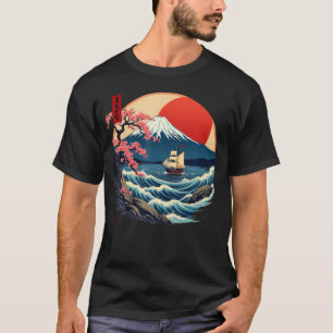 Camiseta Arte Japonês no Estilo do Japão Kanagawa Monte Fuj