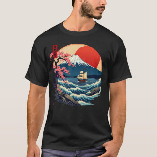 Camiseta Arte Japonês no Estilo do Japão Kanagawa Monte Fuj