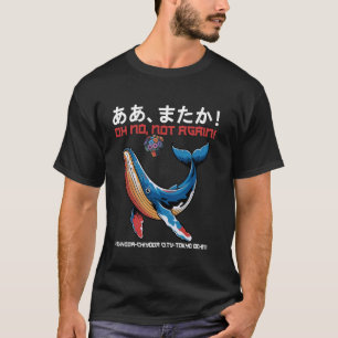 Camiseta Arte Japonês Oh Não Outra Vez Baleia e Pet Vintage