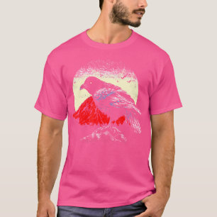 Camiseta Arte Japonesa Black Crow Raven Red Moon - Retro Bi