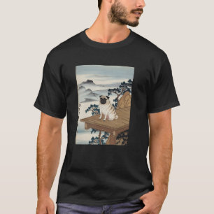 Camiseta Arte Japonesa de Pug Kyosai Antiga Obra de Arte Ja