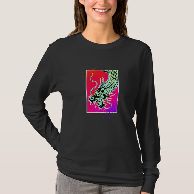 Camiseta Arte Japonesa do Dragão Chinês (Frente)