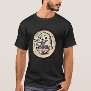 Camiseta Arte Japonesa em Caverna Amante de Macarrão Foca R