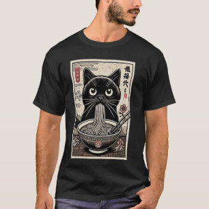 Camiseta Arte Japonesa Floral Kitten Lover Cute Ramen Cat 1