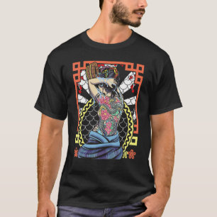 Camiseta Arte Japonesa Geisha Serpente Flor